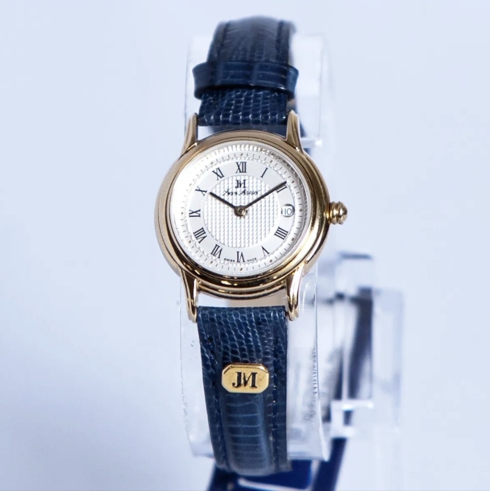Jean Marcel Swiss Made Women's Blue Leather Date Watch